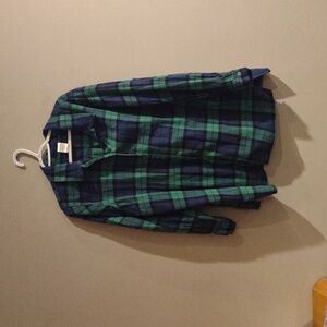 Blair‎ Women's 2xlg Green and Blue Plaid Button Down Shirt